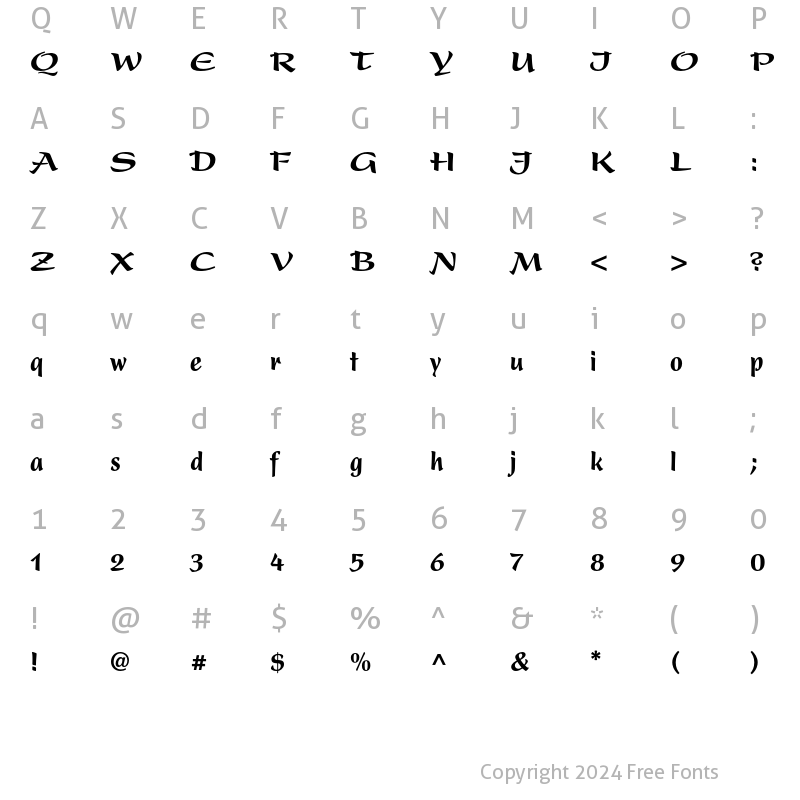 Character Map of Present LT Std Black Condensed