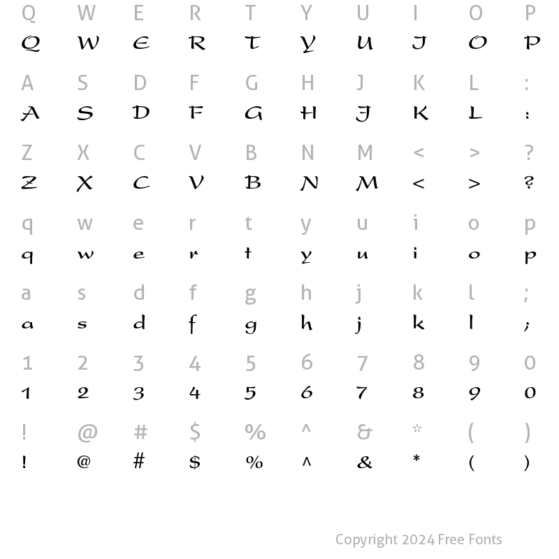 Character Map of Present LT Std Bold