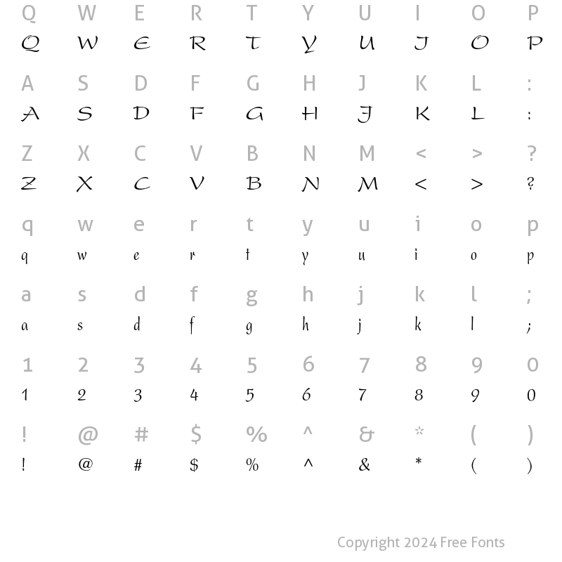 Character Map of Present LT Std Condensed