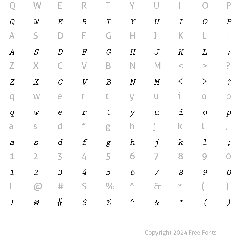 Character Map of Prestige Elite Bold Slanted