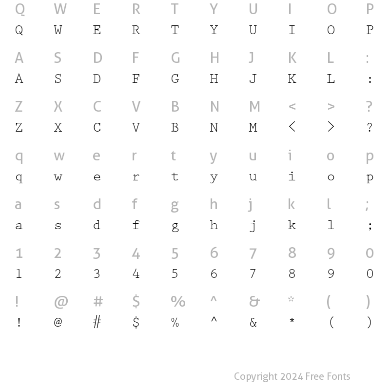 Character Map of Prestige Elite Std Regular