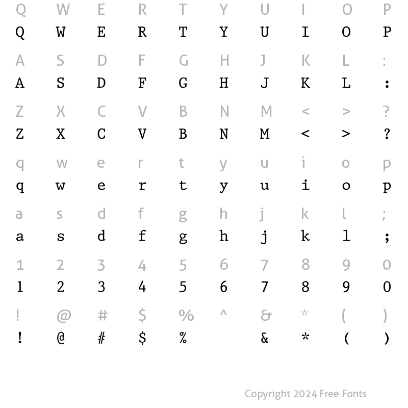 Character Map of Prestige Regular