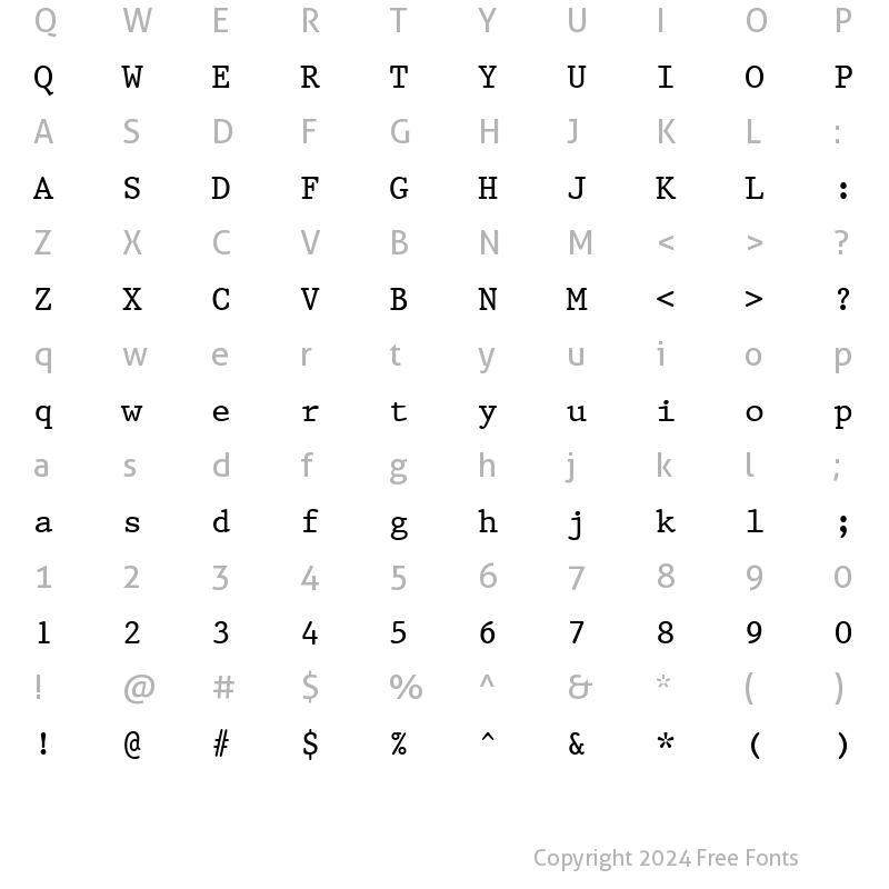 Character Map of Prestige12 BT Roman