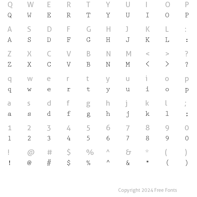 Character Map of PrestigeElite Roman