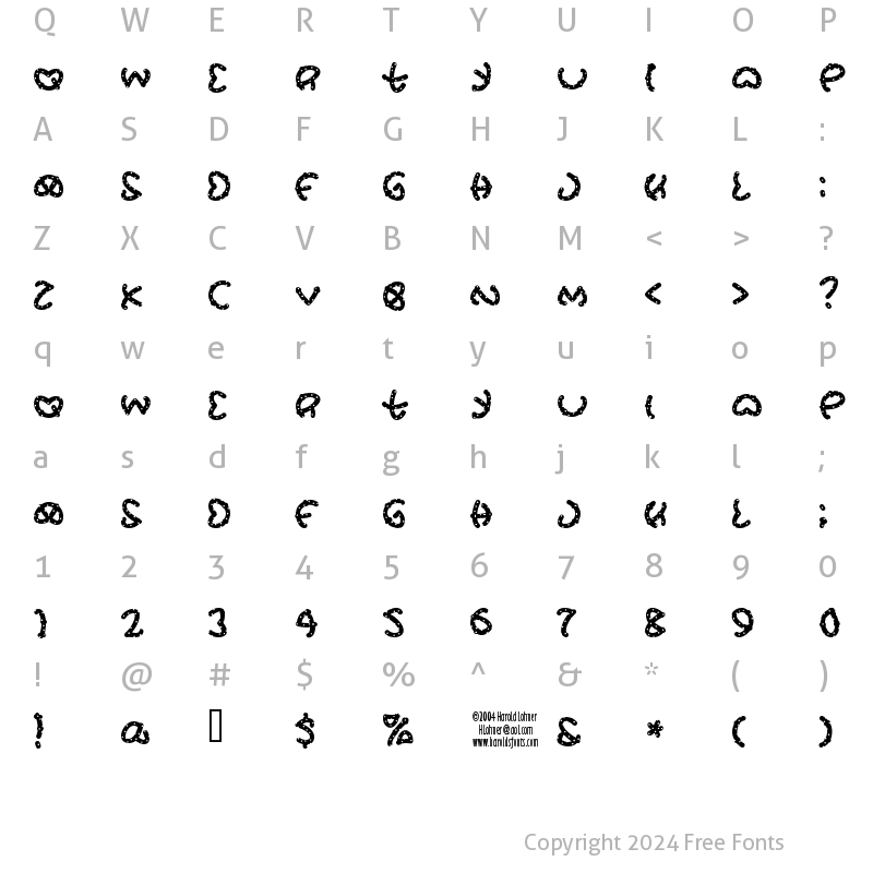 Character Map of PretzSalted Regular