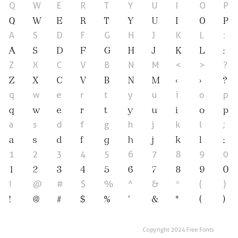 Character Map of Priamos-Serial-ExtraLight Regular