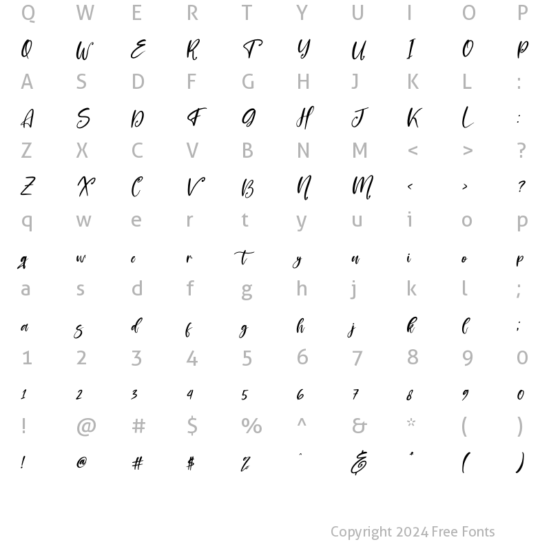 Character Map of Prilista Delrosa Italic