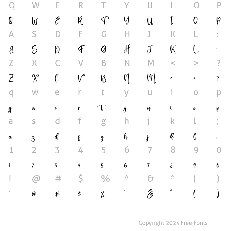 Character Map of Prilista Delrosa Regular