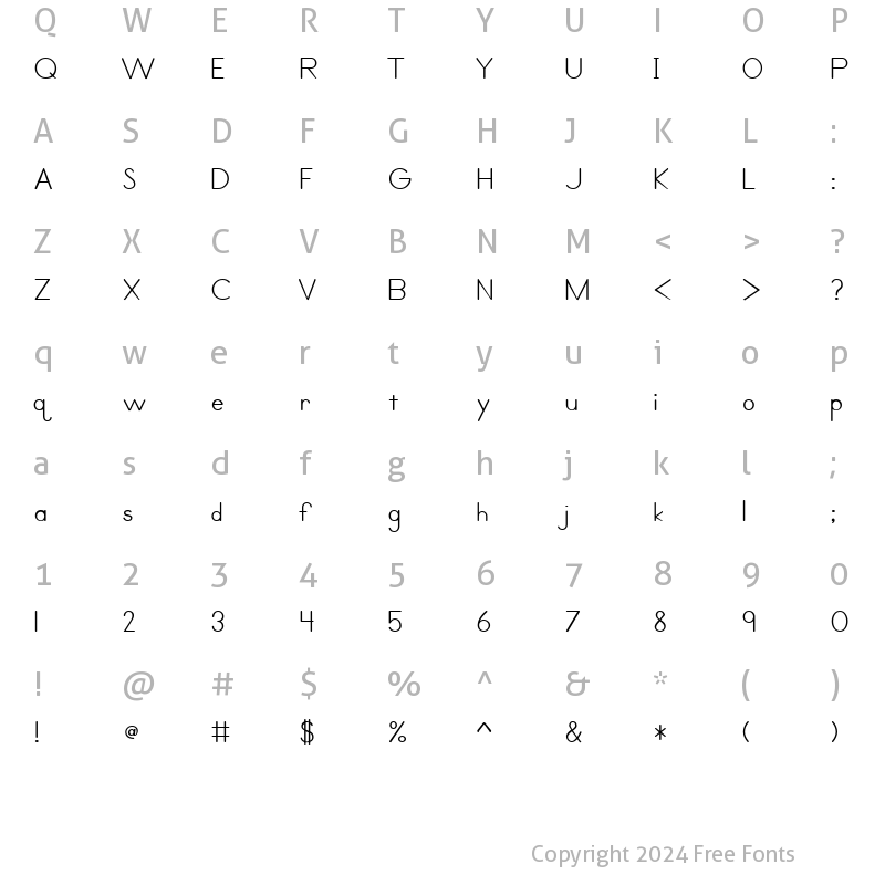 Character Map of Primer Print Medium