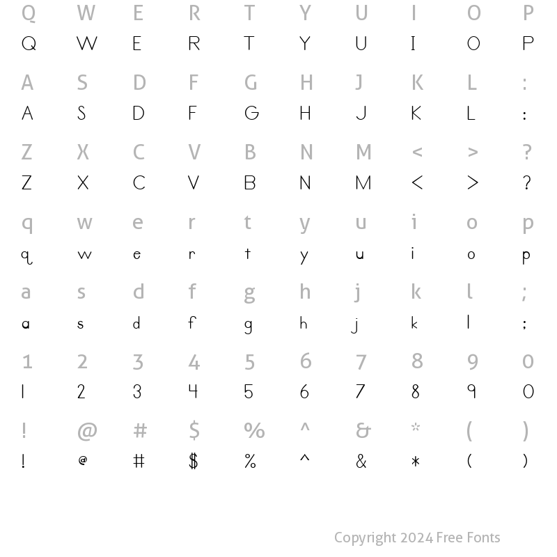 Character Map of Primer Print Normal