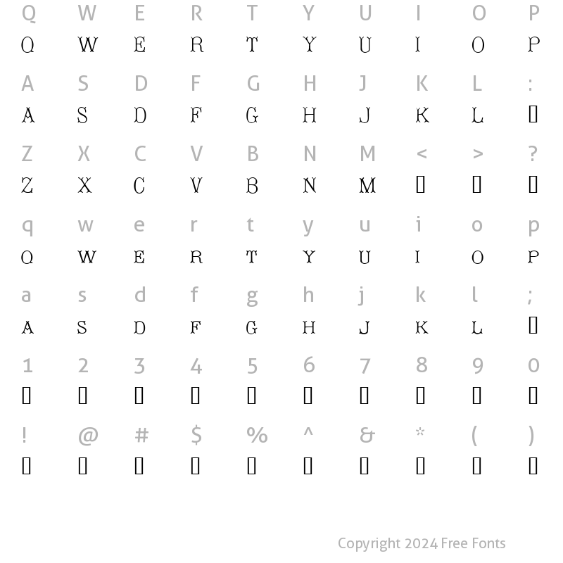 Character Map of Primers Regular