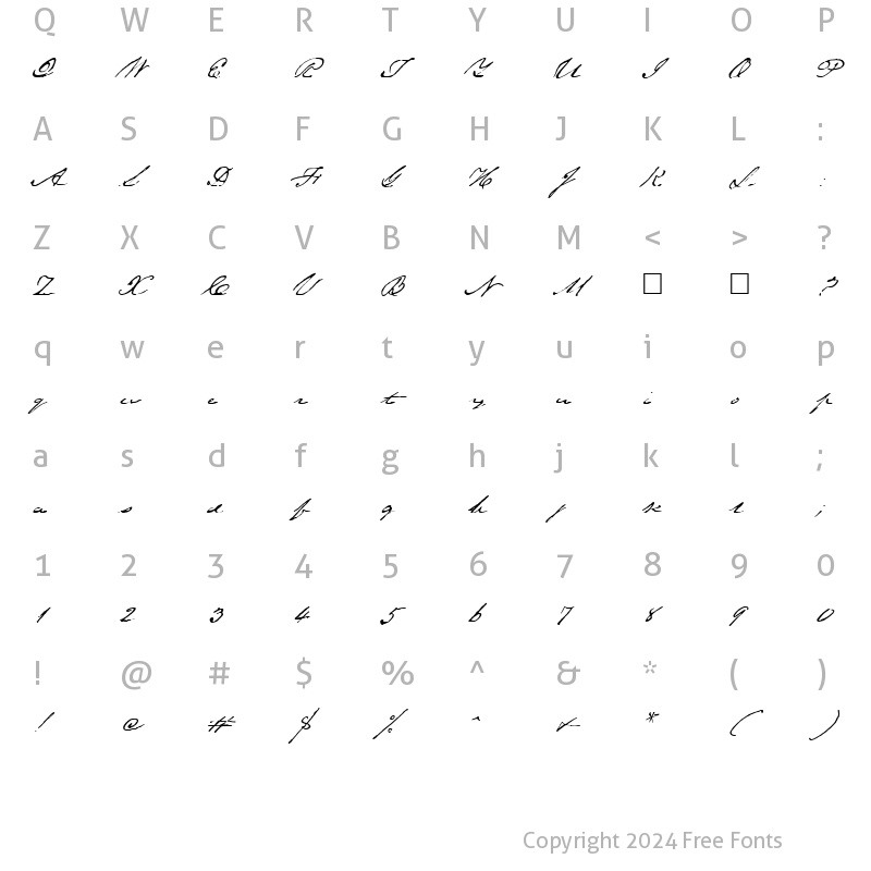 Character Map of Primo Script Regular