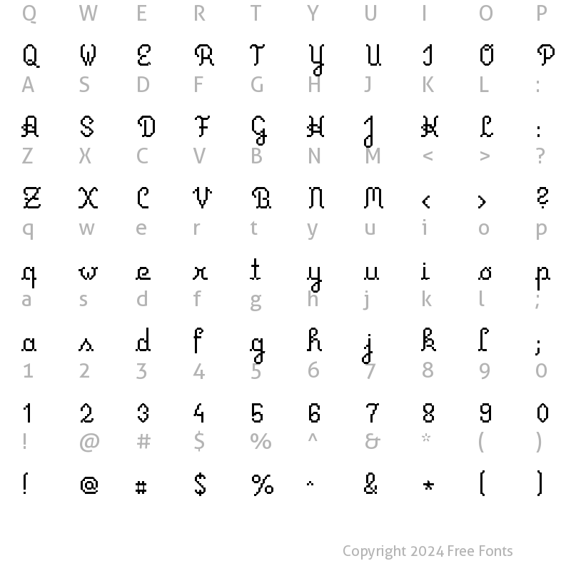 Character Map of Primus Script Regular