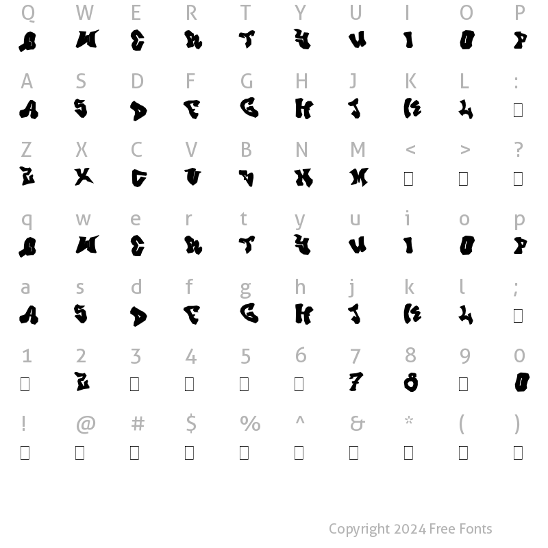 Character Map of Prince Dub Regular