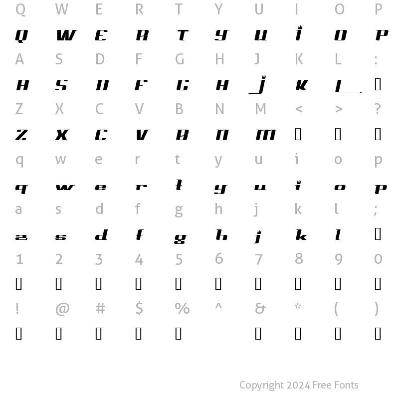 Character Map of PrinceAlbert Italic