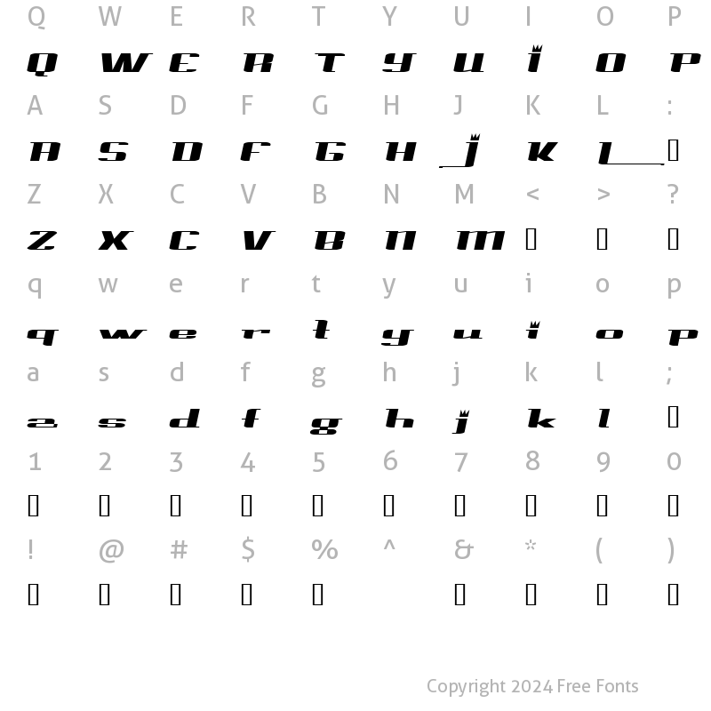 Character Map of PrinceAlbertExtended Italic