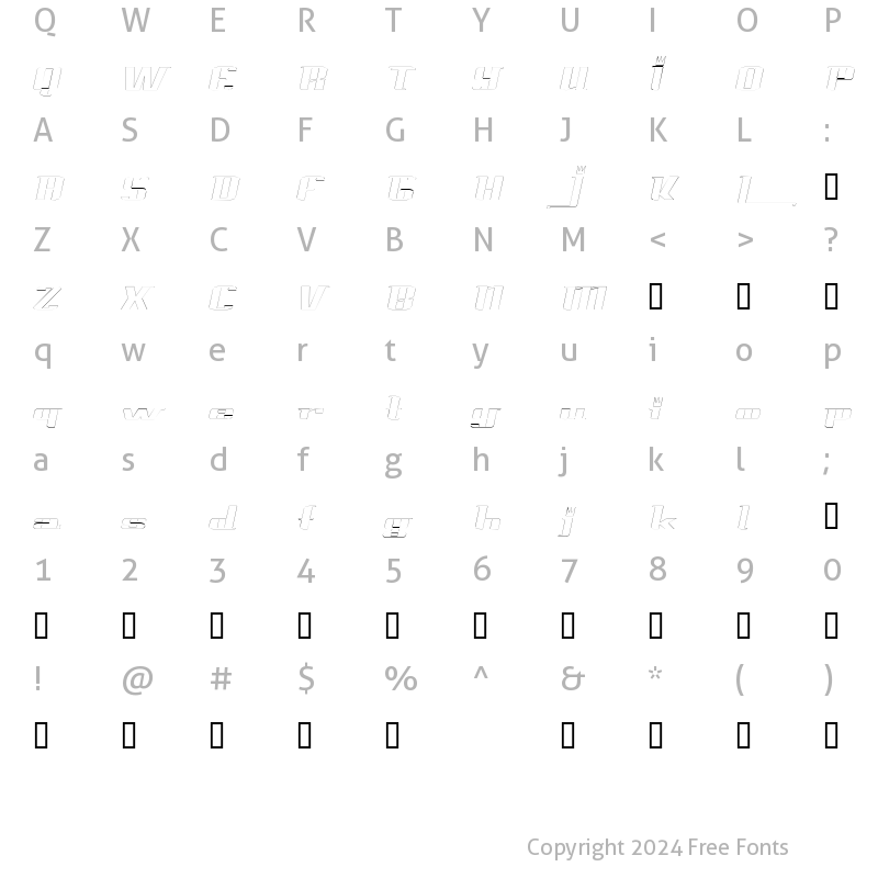 Character Map of PrinceAlbertOutline Italic