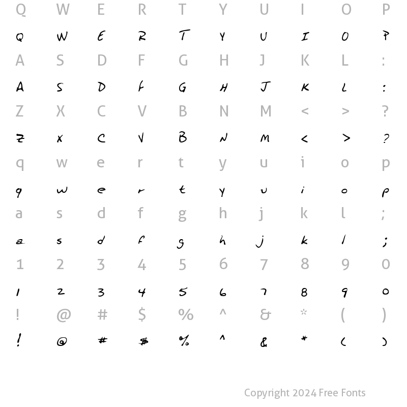 Character Map of PrincesHand Regular