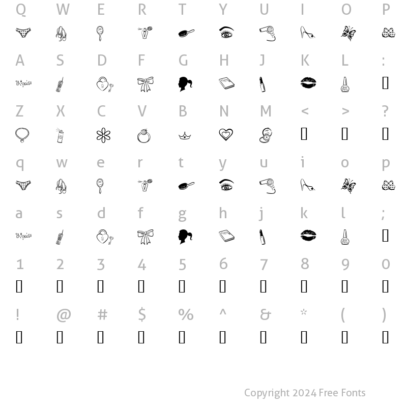 Character Map of Princess BV Regular