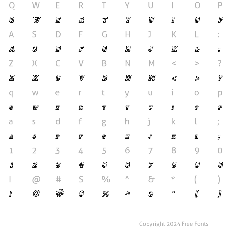 Character Map of Princeton Italic