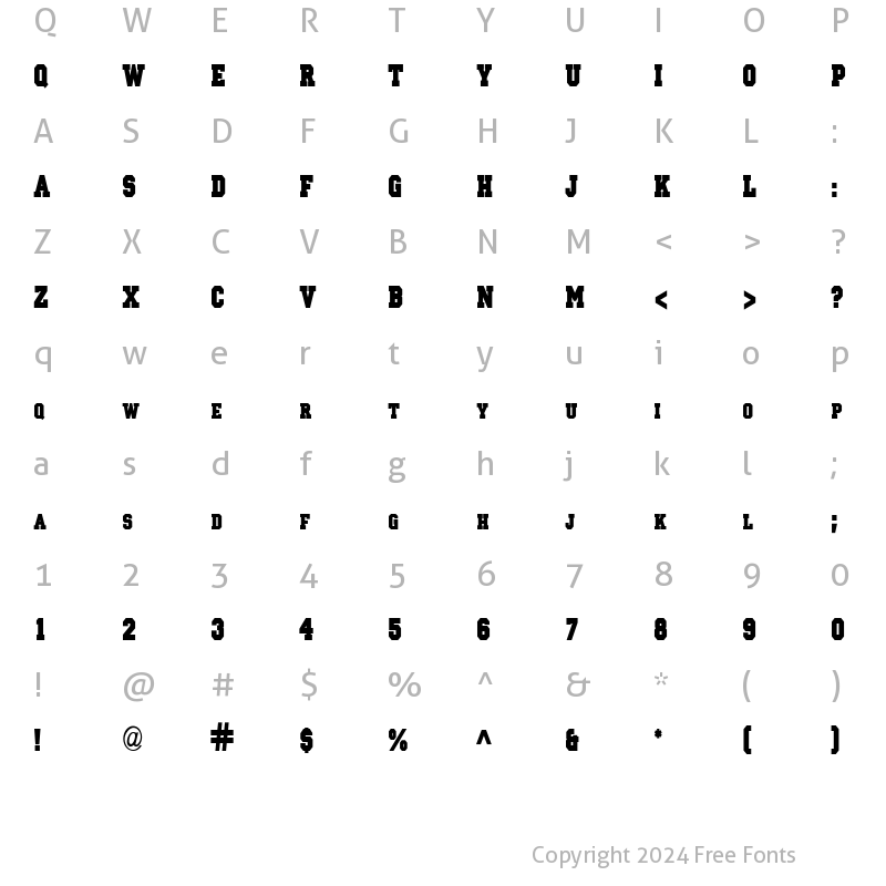 Character Map of Princeton solid Condensed Normal