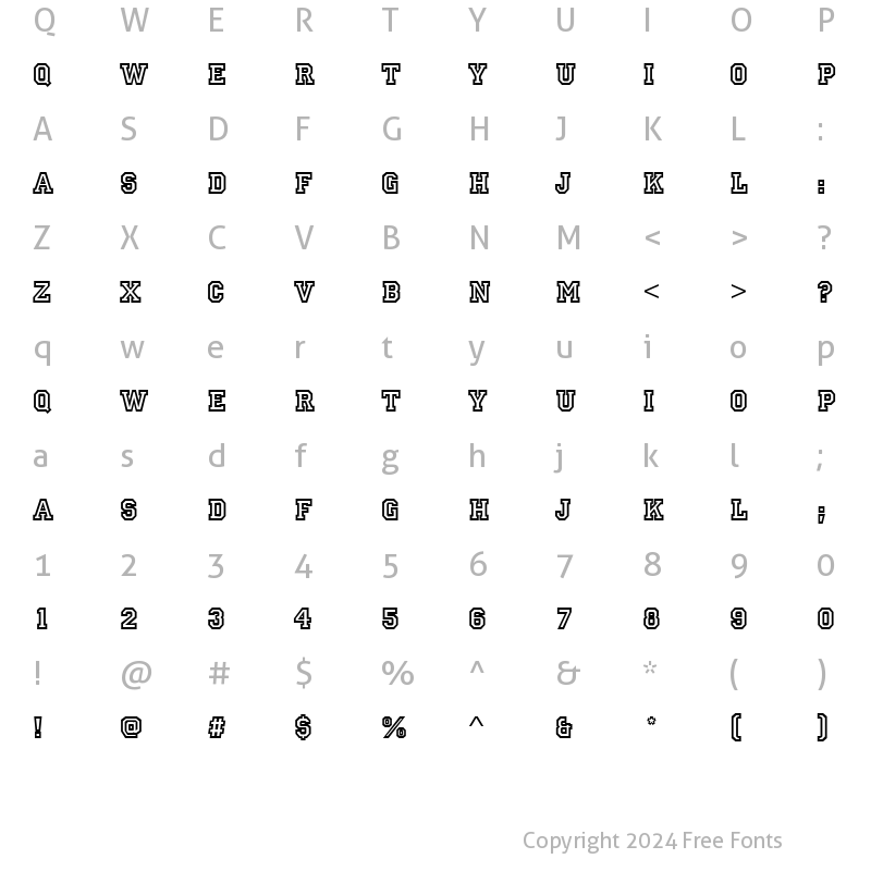 Character Map of Princetown ICG Regular