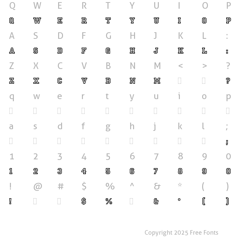 Character Map of Princetown Plain Regular