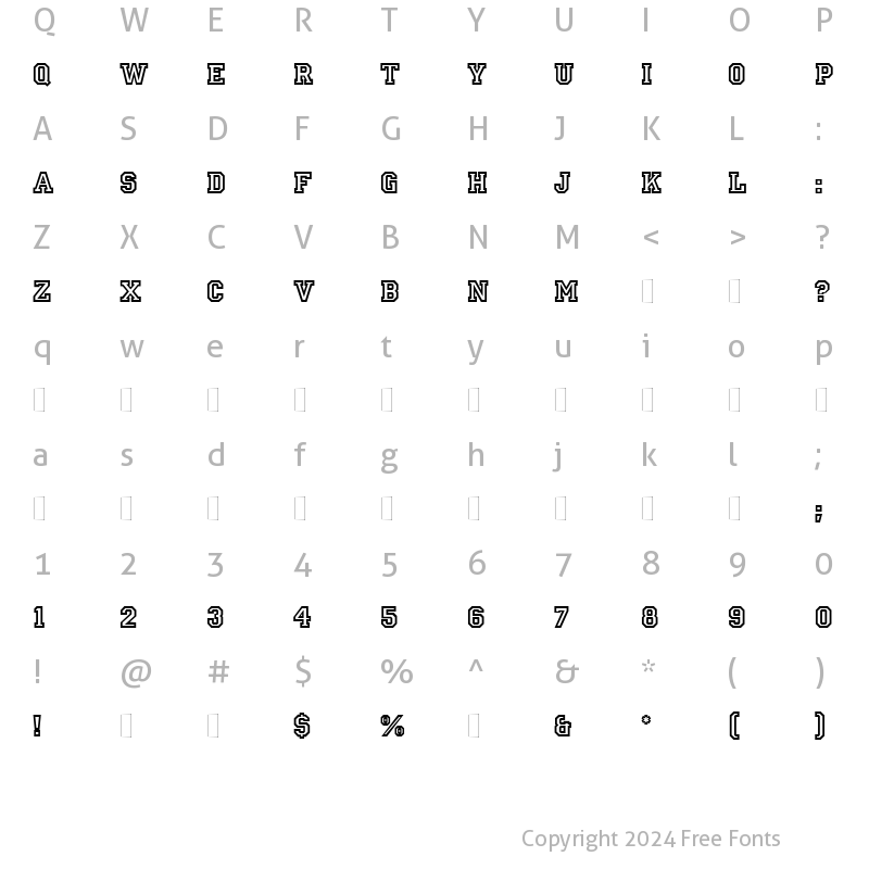 Character Map of Princetown Regular