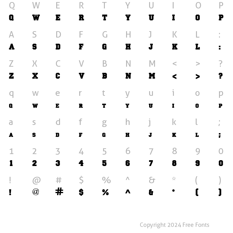 Character Map of Princetown Solid Regular