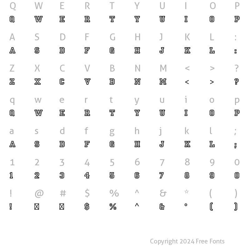 Character Map of Princetown Std Regular