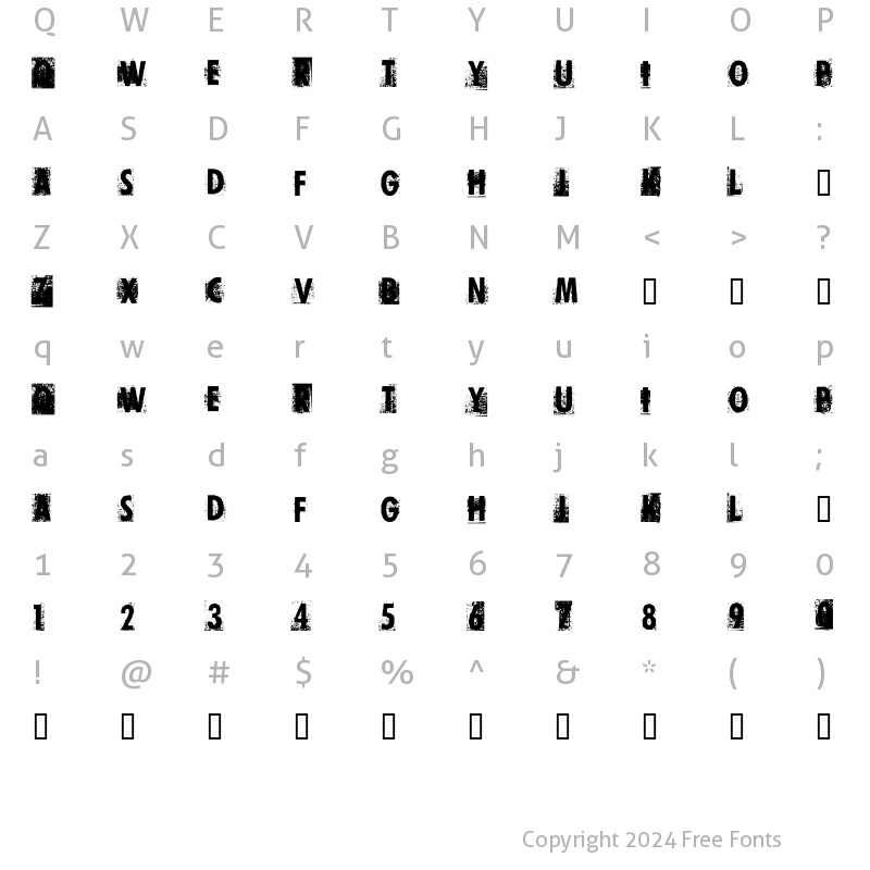 Character Map of Print Error Regular