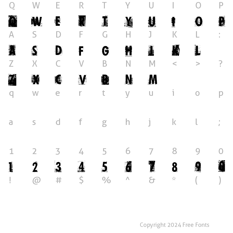 Character Map of Print Error Xerox