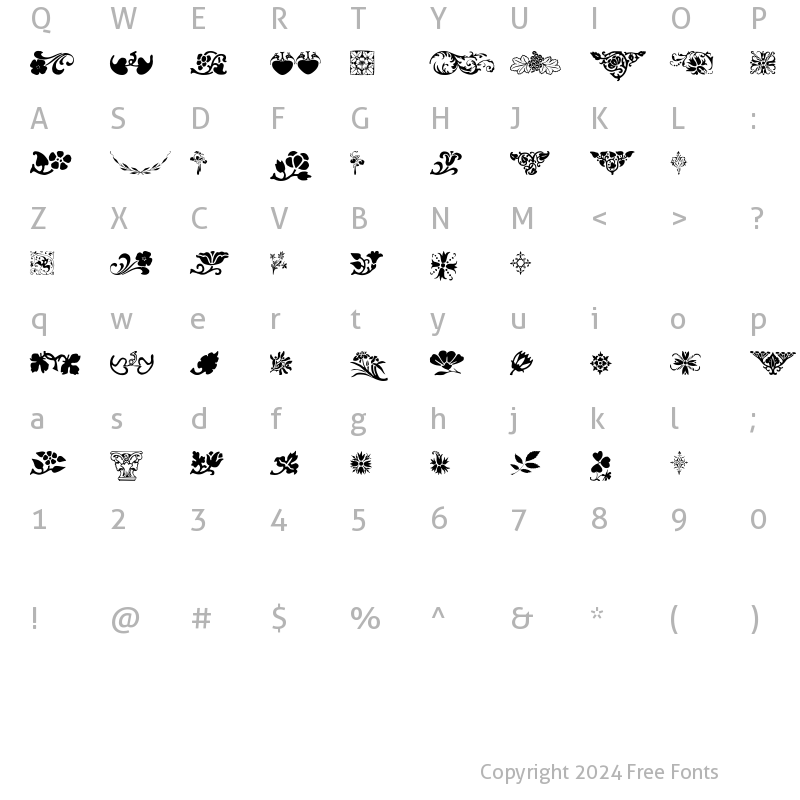 Character Map of Printers Ornaments One Regular