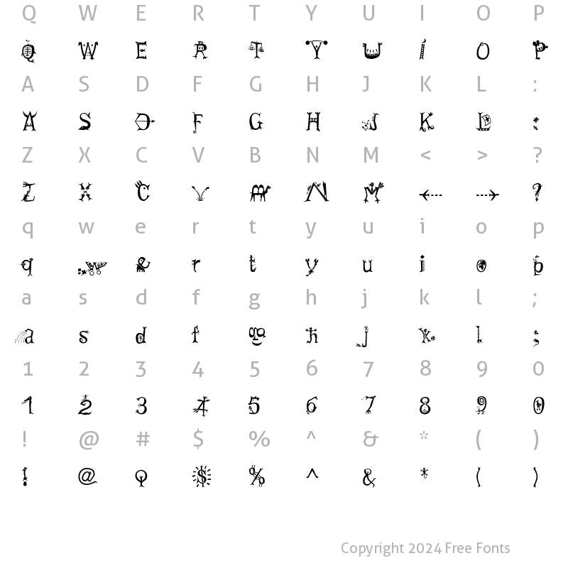 Character Map of PriskaSerif-LittleCreatures Regular