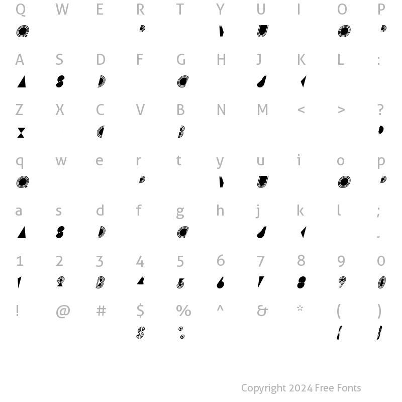 Character Map of Prisma Italic Italic