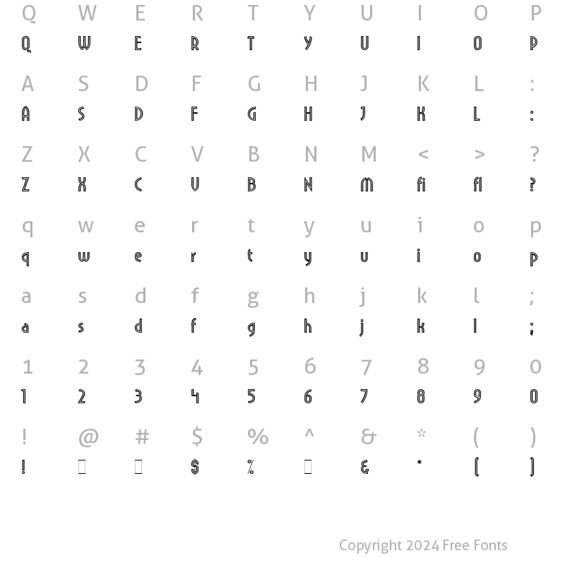 Character Map of Pritchard Line Out LET Plain