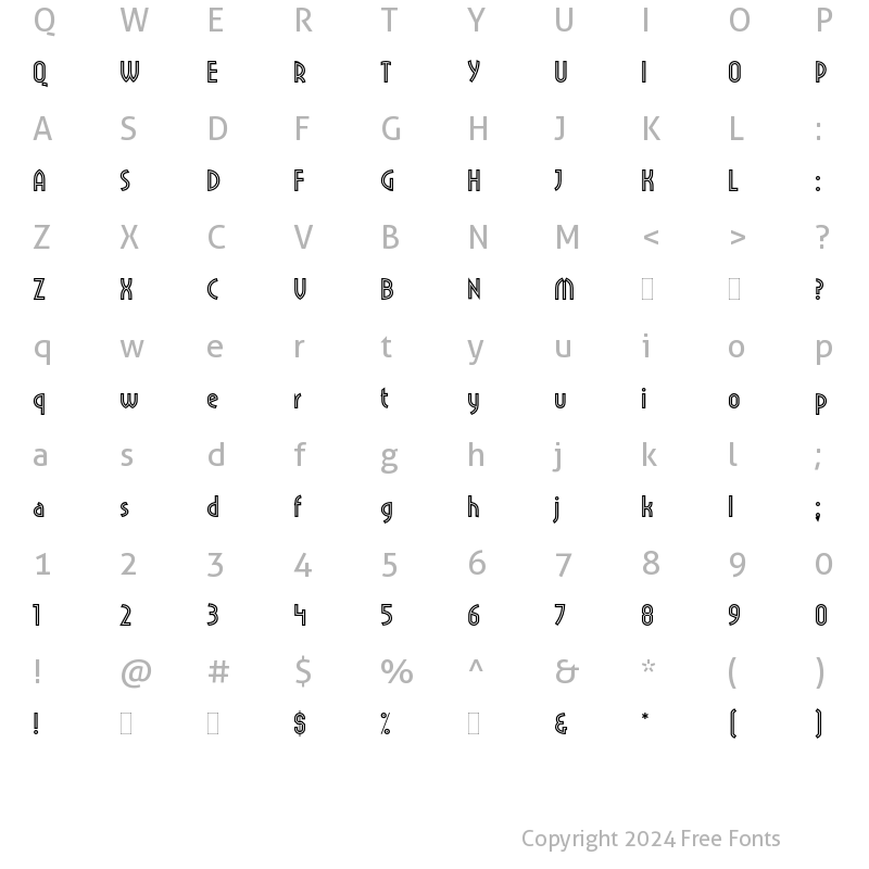 Character Map of Pritchard Line Out Plain Regular