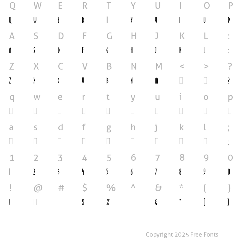 Character Map of Pritchard Plain Regular