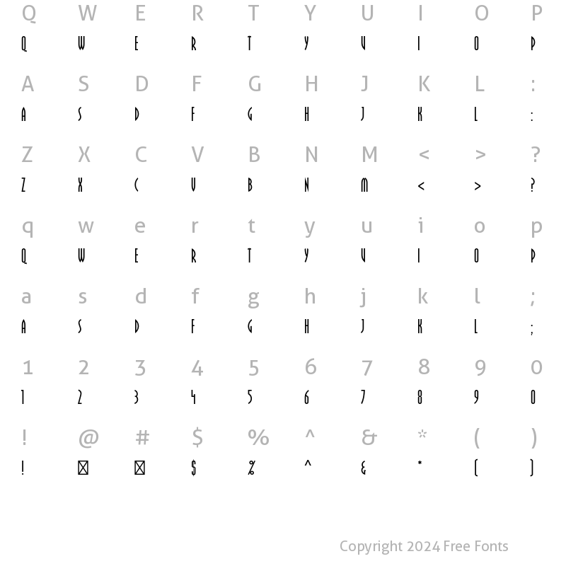 Character Map of Pritchard Std Regular