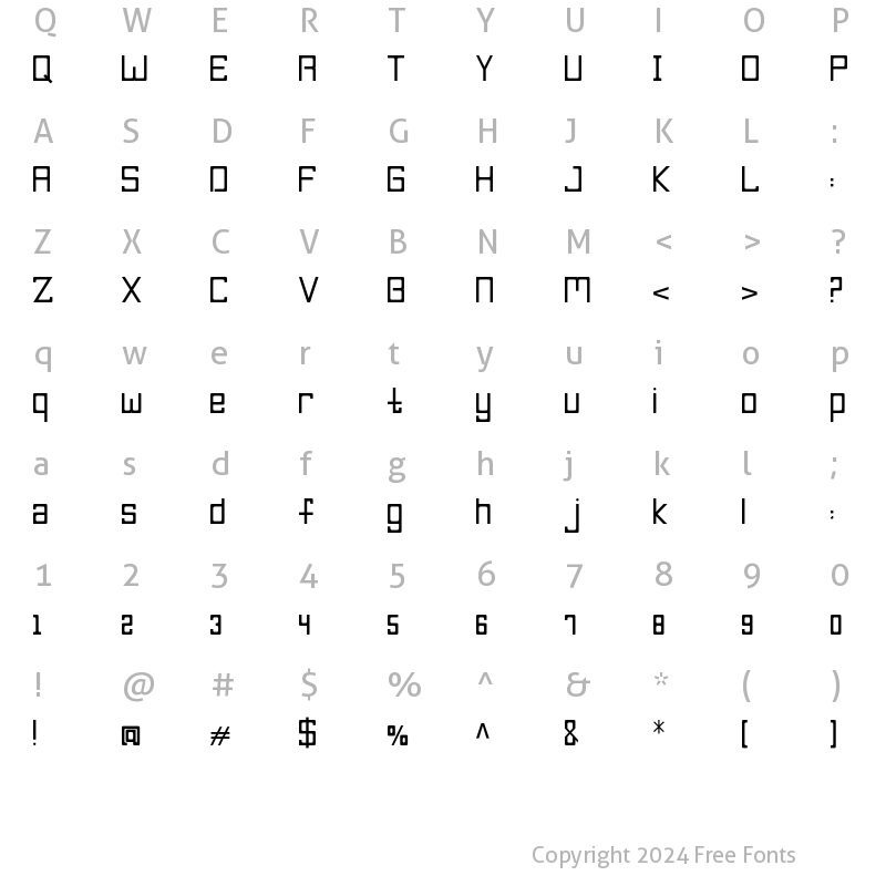 Character Map of Pro Legacy Regular