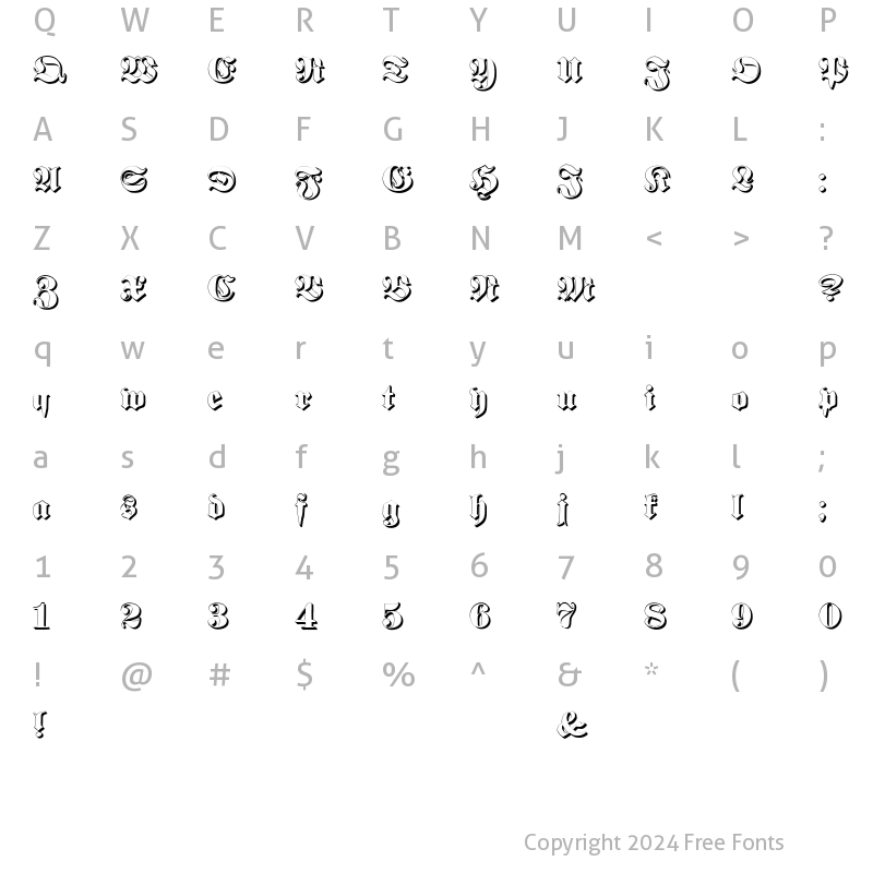 Character Map of Proclamate Embossed Heavy