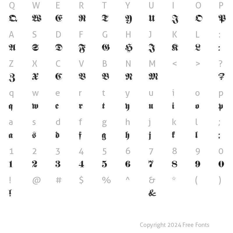 Character Map of Proclamate Incised Heavy