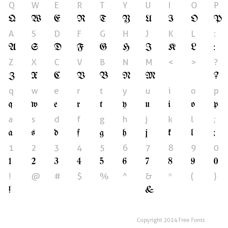 Character Map of Proclamate Light Light