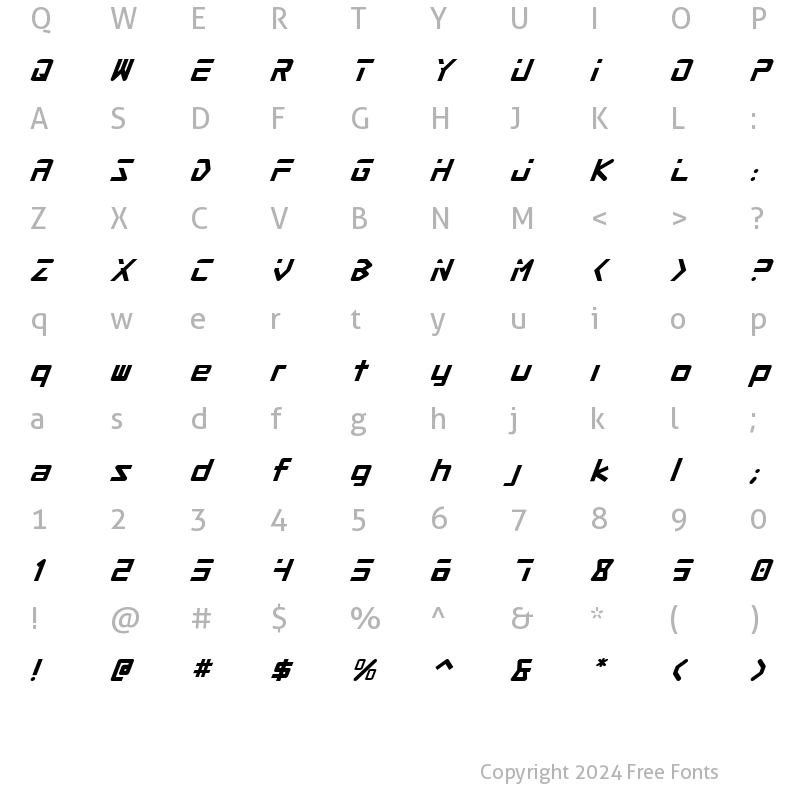 Character Map of Procyon Italic Italic