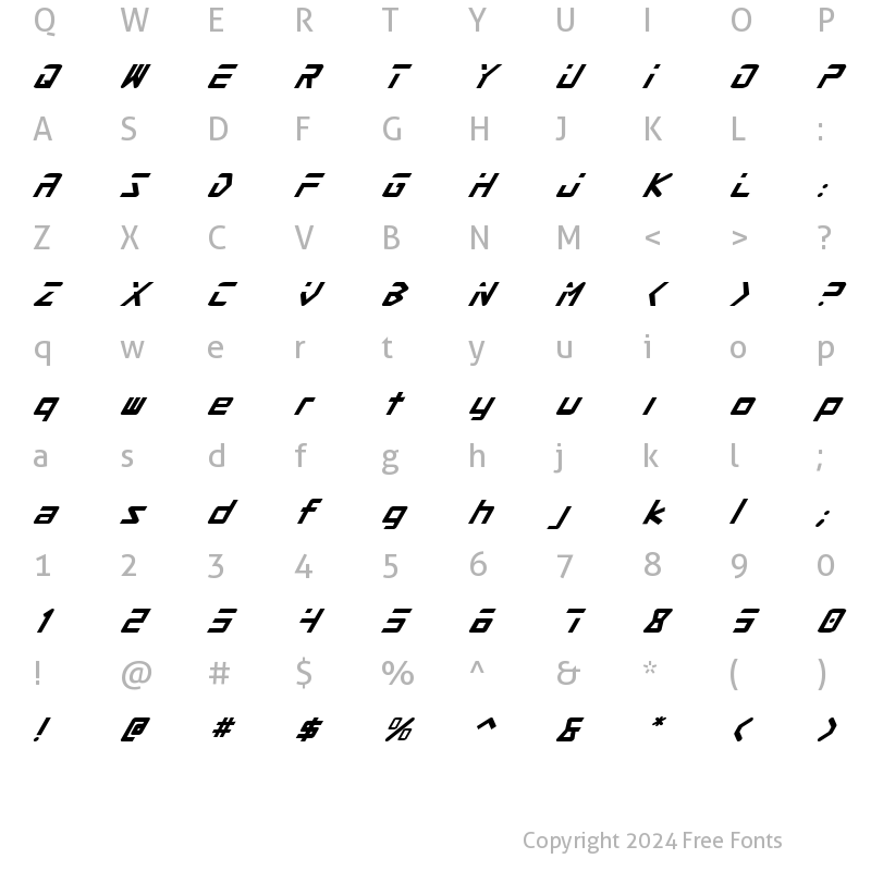 Character Map of Procyon Super Italic Super Italic