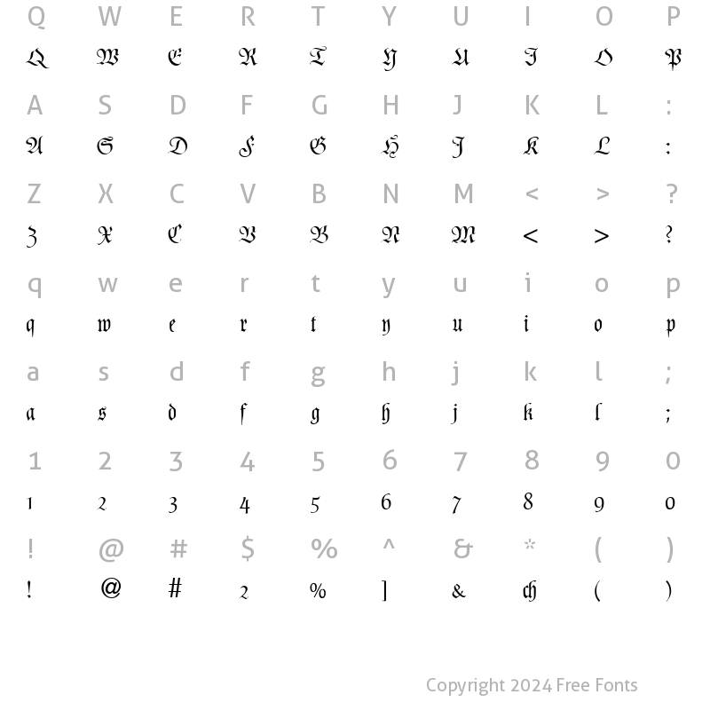 Character Map of ProfiDB Normal