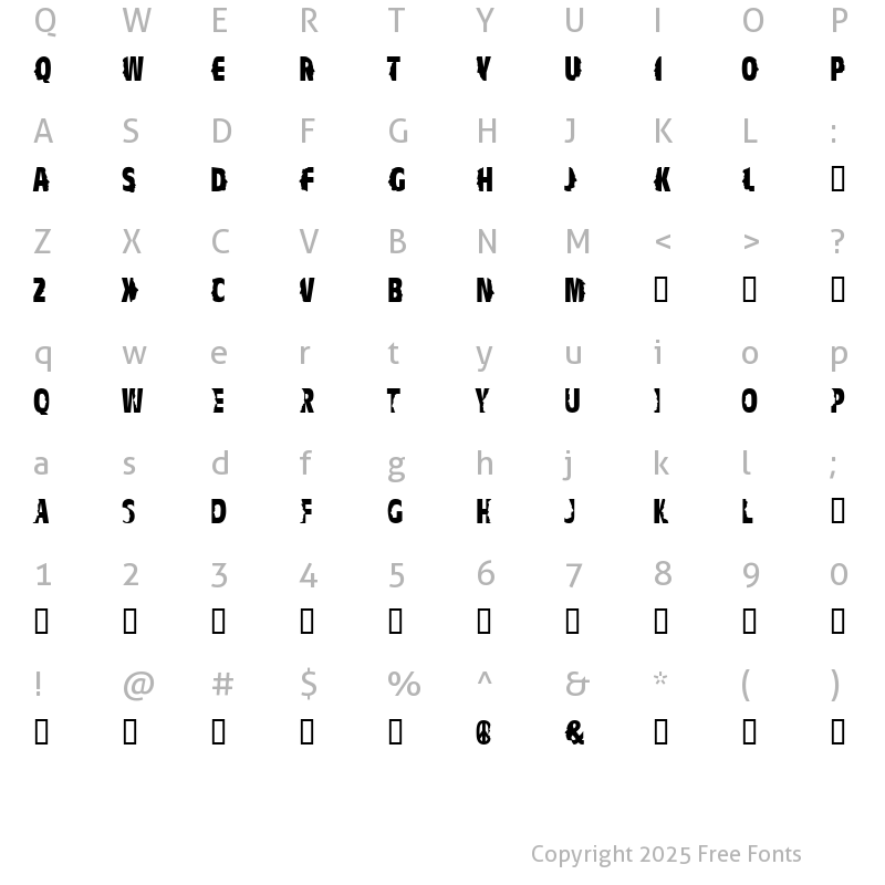 Character Map of Profiler Regular
