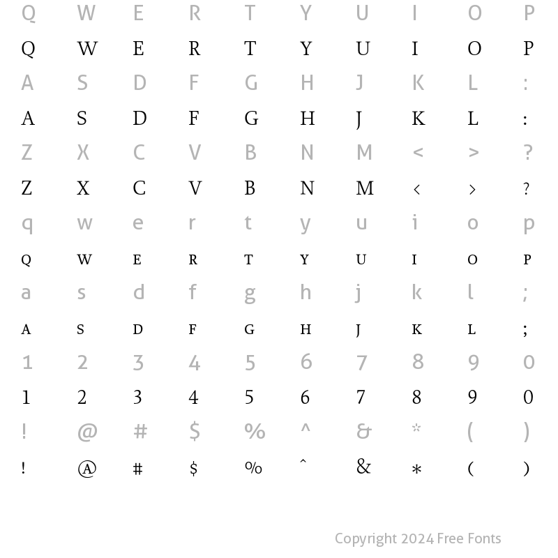 Character Map of Proforma BookSC Regular