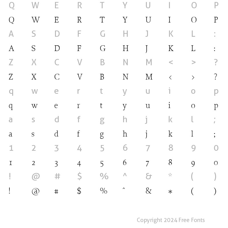 Character Map of Proforma Light