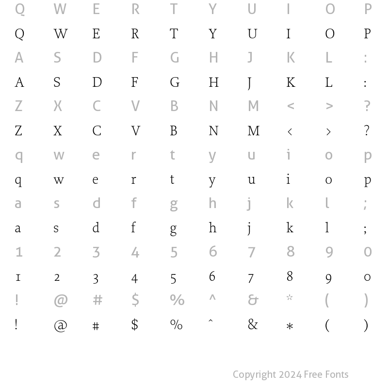 Character Map of Proforma Light Regular